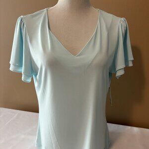 CALVIN KLEIN light blue short sleeve top suit separate flowy sleeves L NWT